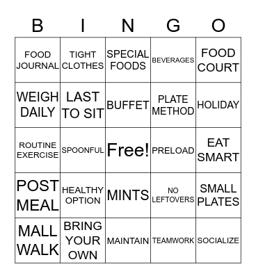 HEALTHY HOLIDAYS Bingo Card