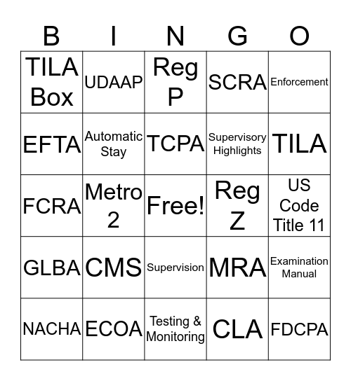 Compliance Bingo Card