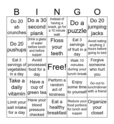USD 431 FITNESS CHALLENGE WEEK 3 Bingo Card