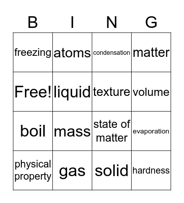 Matter Bingo Card