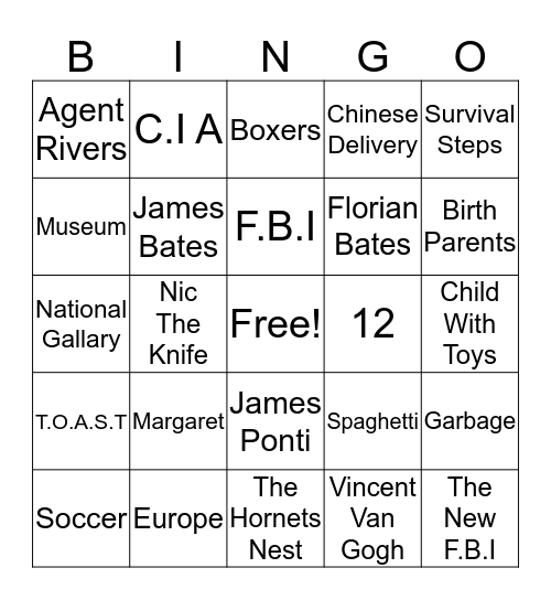 "Framed" Bingo Card