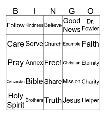 Children's Local Missions Retreat Bingo Card