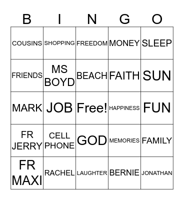 Thanksgiving Bingo Card