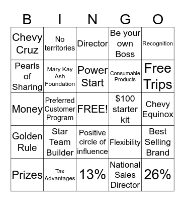 Mary Kay Bingo! Bingo Card