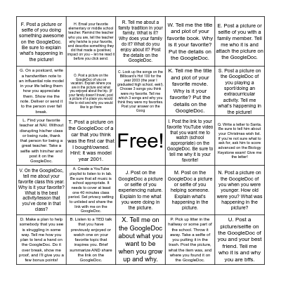Holiday Bingo Card
