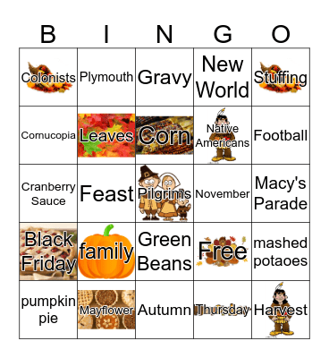 THANKSGIVING Bingo Card