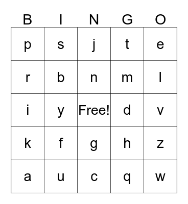 Alphabet Bingo Card