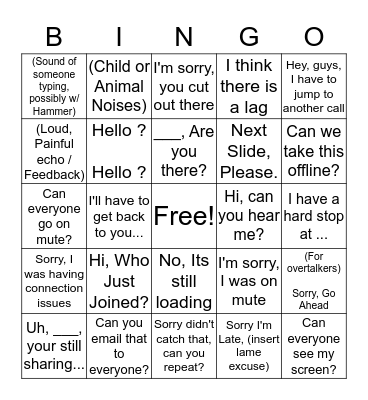 Conference Call Bingo Card