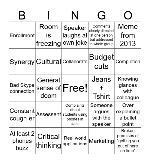 Montco Meeting Bingo Card