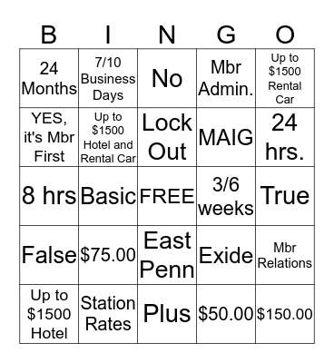 MCC Fall Associate  Bingo Card