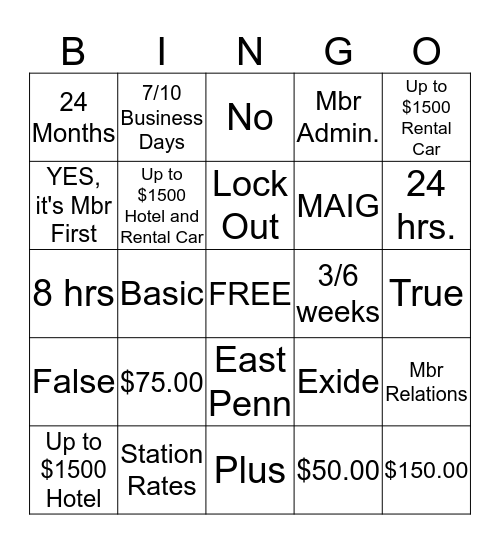 MCC Fall Associate  Bingo Card