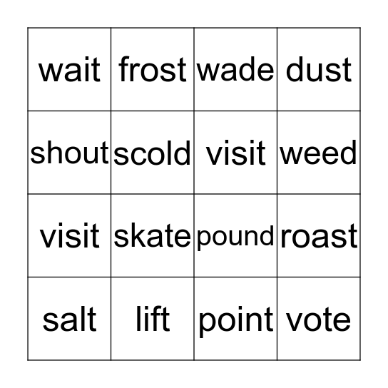 past tense verbs (ed) Bingo Card