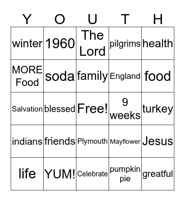 Celebrating Thanksgiving, praising the Lord!! Bingo Card