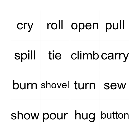 regular past tense verbs (d sound) Bingo Card