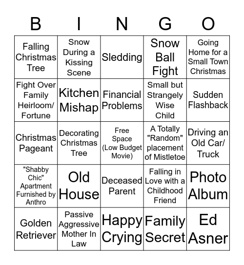 Hallmark Christmas Movie Bingo 2 Bingo Card