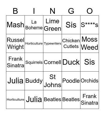 Mary's Birthday Bingo!! Bingo Card