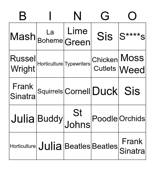 Mary's Birthday Bingo!! Bingo Card
