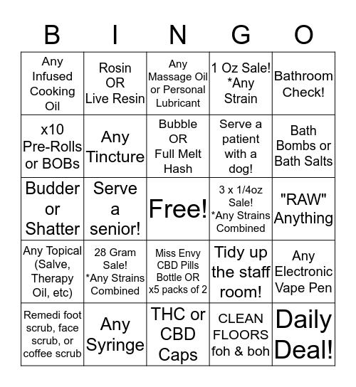 Canna Bingo! Bingo Card