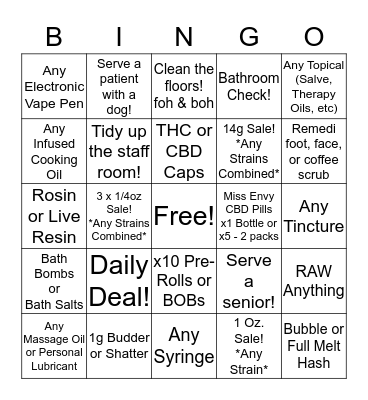 Canna Bingo! Bingo Card