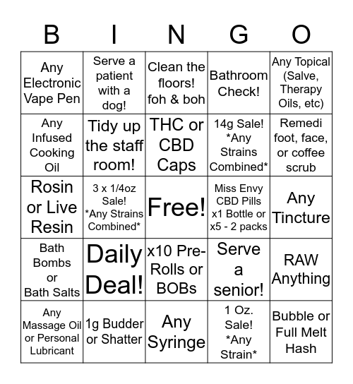 Canna Bingo! Bingo Card