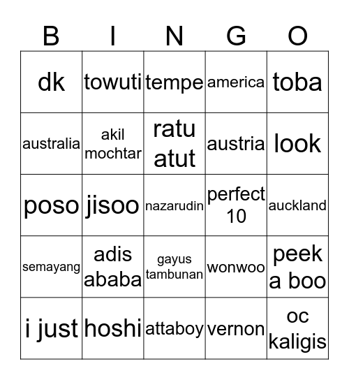 ECUNYA MOYIS Bingo Card