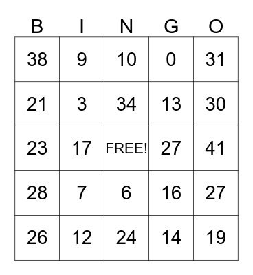 Football Pool Bingo Card