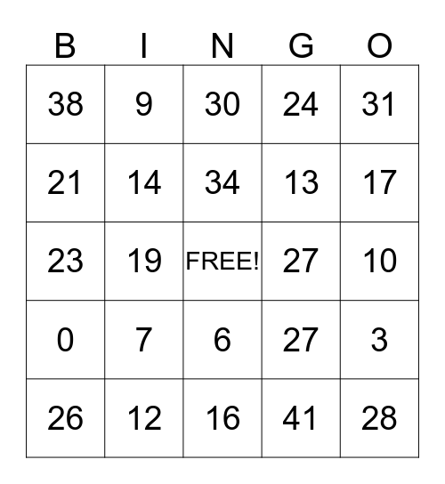 Football Pool Bingo Card