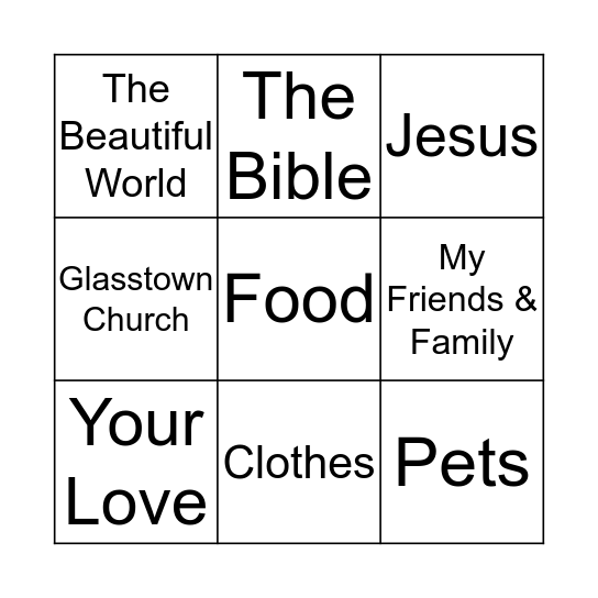 Thank you, God, for... Bingo Card