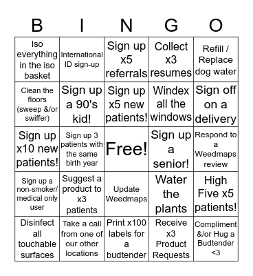 Canna Admin Bingo! Bingo Card