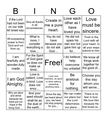 BIBLE BINGO Card