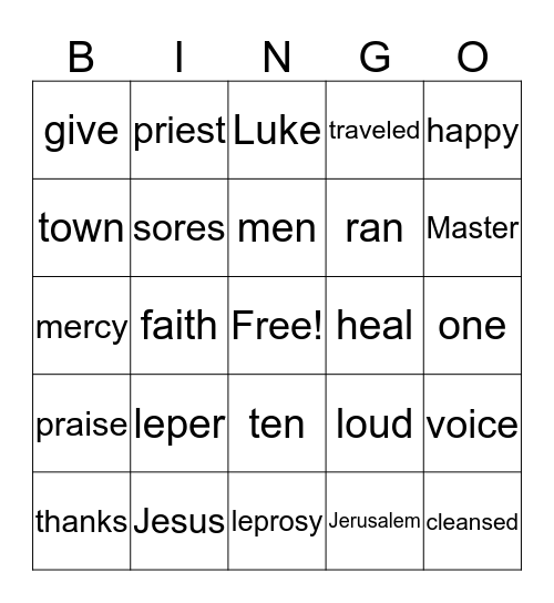 Bible Bingo Card