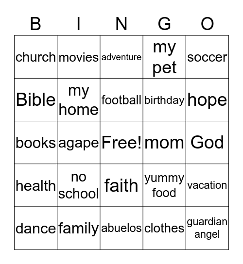 THANKSGIVING BINGO Card