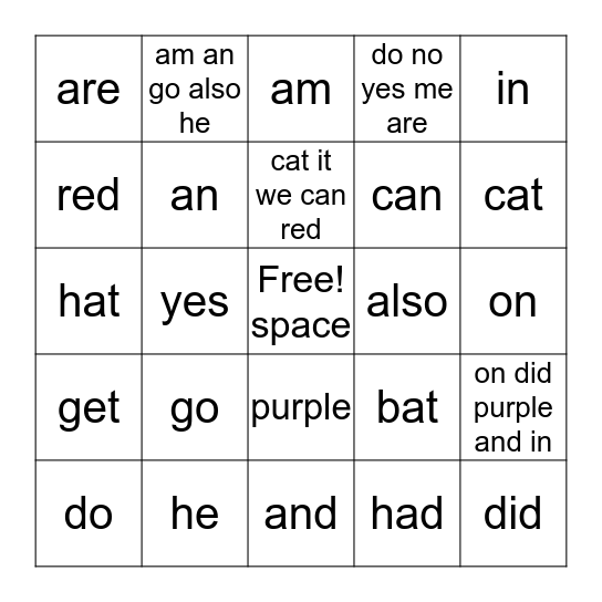 graces bingo Card