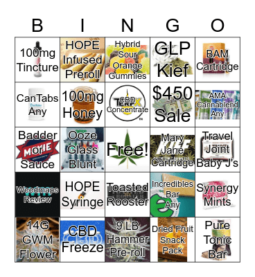 Budtender Bingo Card