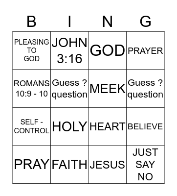 THE PRAYER OF FAITH Bingo Card