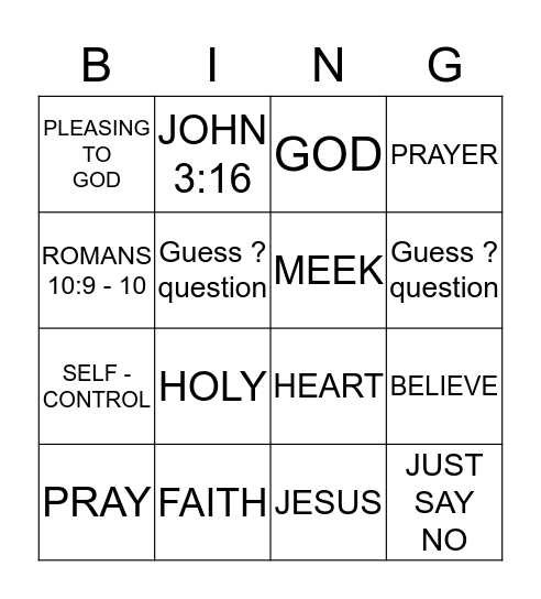 THE PRAYER OF FAITH Bingo Card