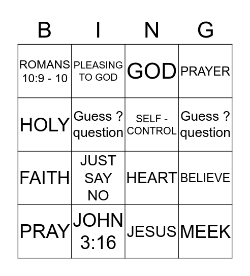 THE PRAYER OF FAITH Bingo Card