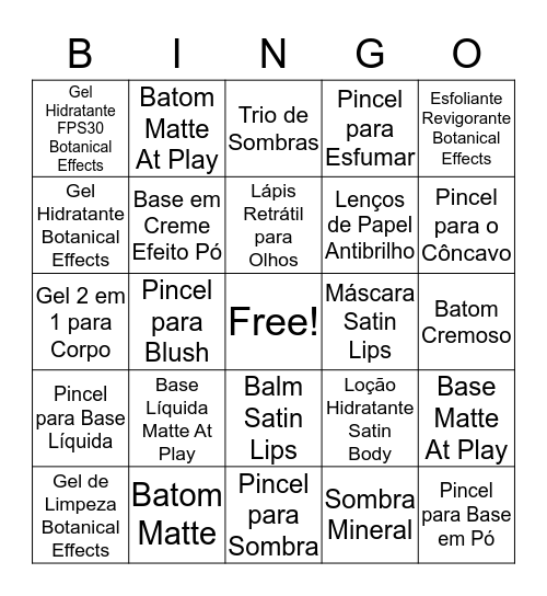 Bingo Mary Kay Bingo Card