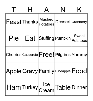Thanksgiving Bingo Card
