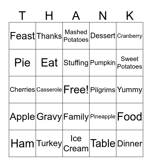 Thanksgiving Bingo Card