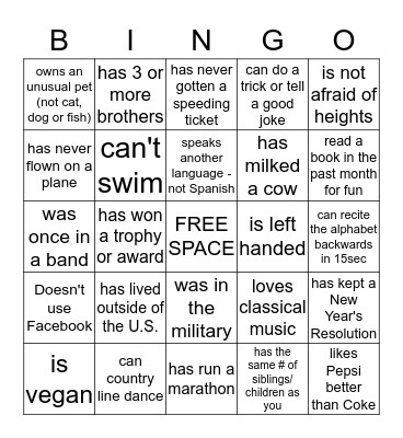 Get To Know Your CSC/ HD Team! Bingo Card