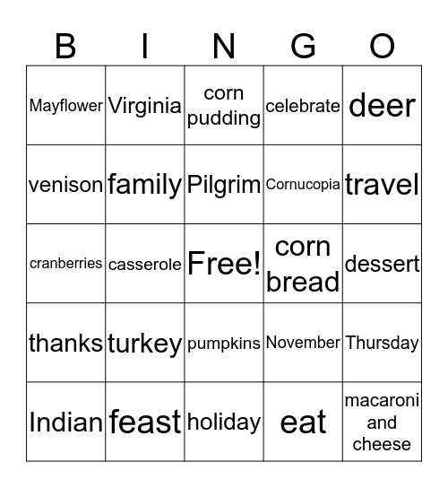 Thanksgiving  Bingo Card