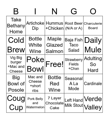Vig Bingo Card
