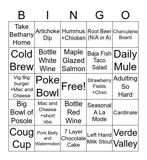 Vig Bingo Card