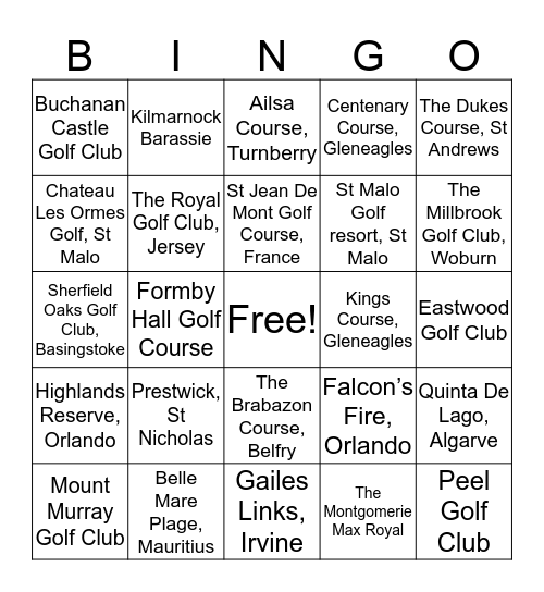 My golfing life Bingo Card