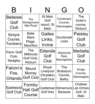 My golfing life Bingo Card