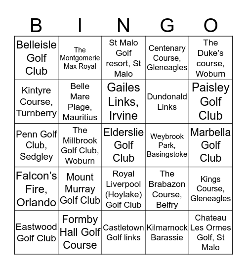 My golfing life Bingo Card