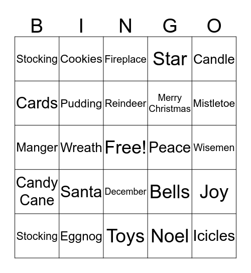 Lorneville Christmas Bingo Card