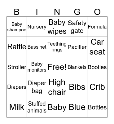 Sophia's Baby Shower! Bingo Card