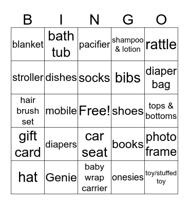 Baby Boy Douglin Shower Bingo Card